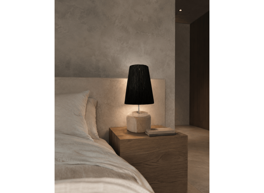 La Lampada da Tavolo Raffia Teak Wood - Naturale Nera