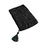De Raffia Clutch met ritssluiting - Zwart Zwart - L