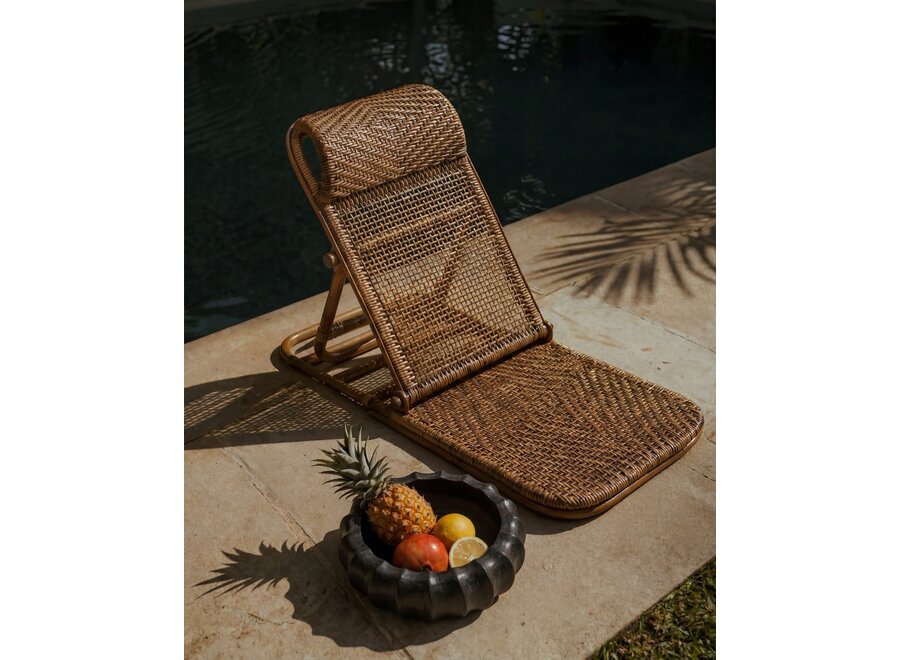 De Rattan Vloer Lounger - Donker Noten