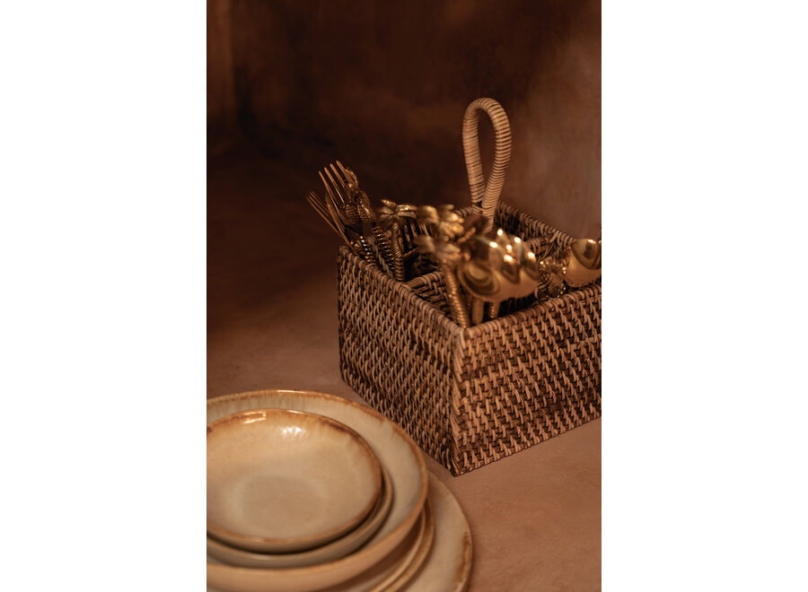 The Rattan Cutlery Caddy N°4 - Natural Brown