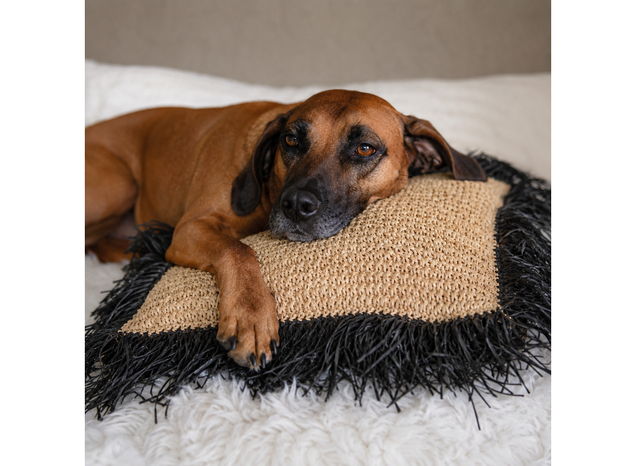 La Housse De Coussin En Raffia - Naturel Noir - 40x40
