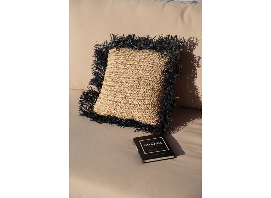 La Housse De Coussin En Raffia - Naturel Noir - 40x40