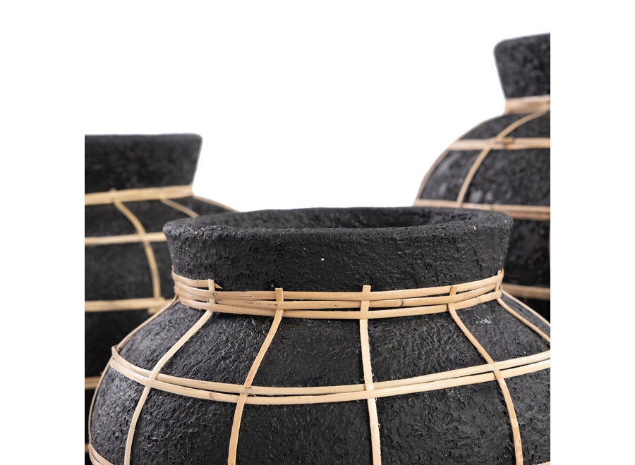 De Belly Vaas - Zwart Naturel - M