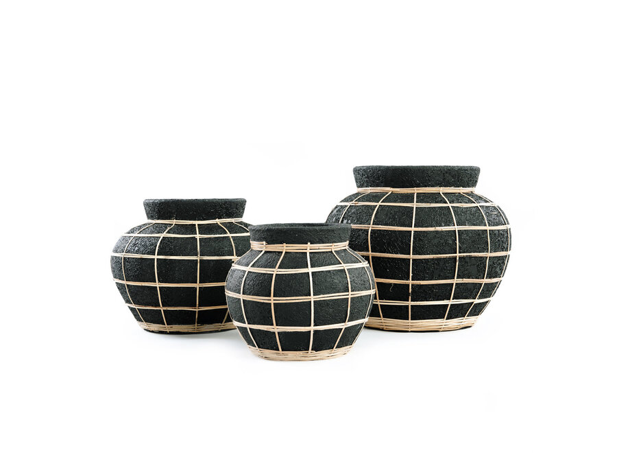 De Belly Vaas - Zwart Naturel - S