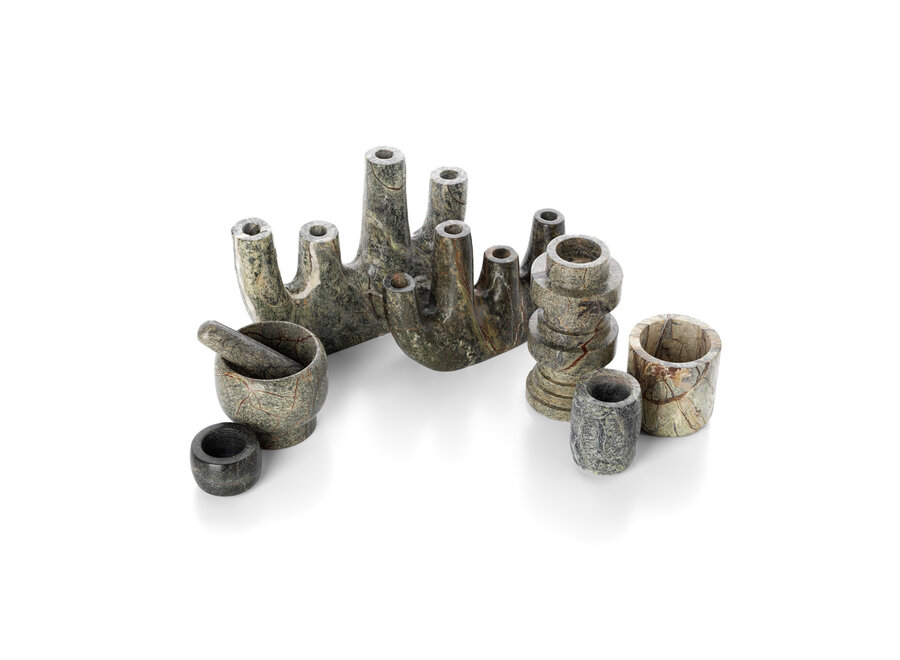 The Bidasar Marble Vase - Green - Low