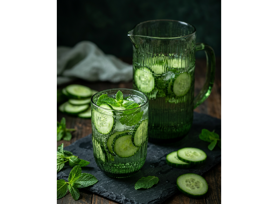 The Moss Ripple Water Glass - Green