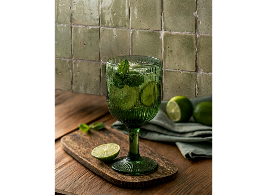The Moss Ripple Wine Glass - Green