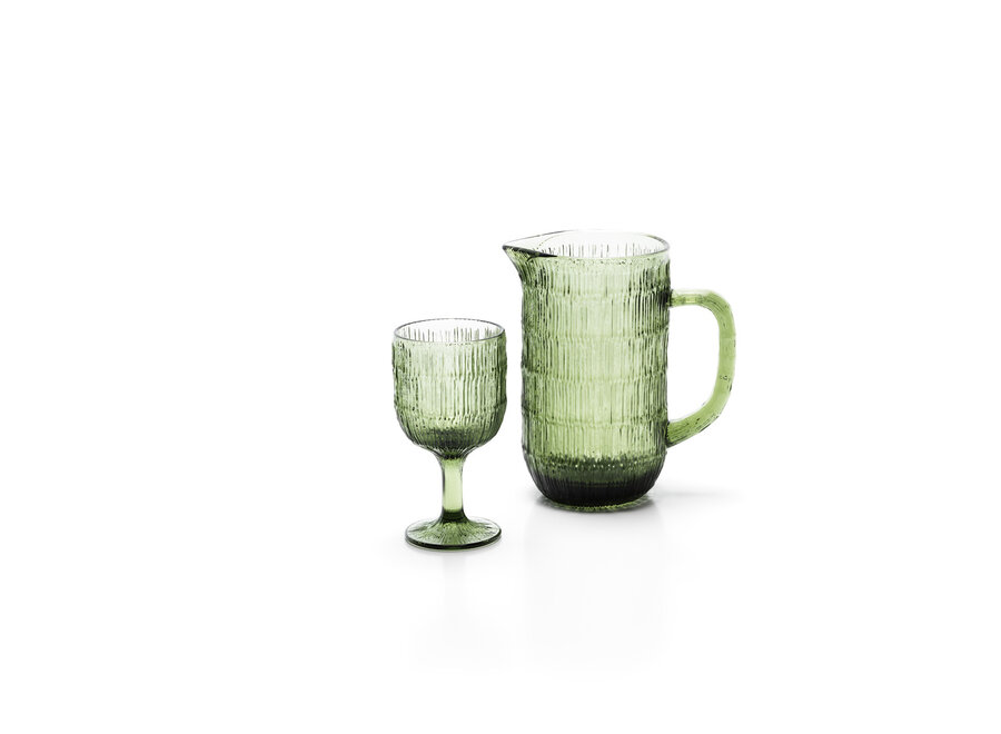 The Moss Ripple Wine Glass - Green