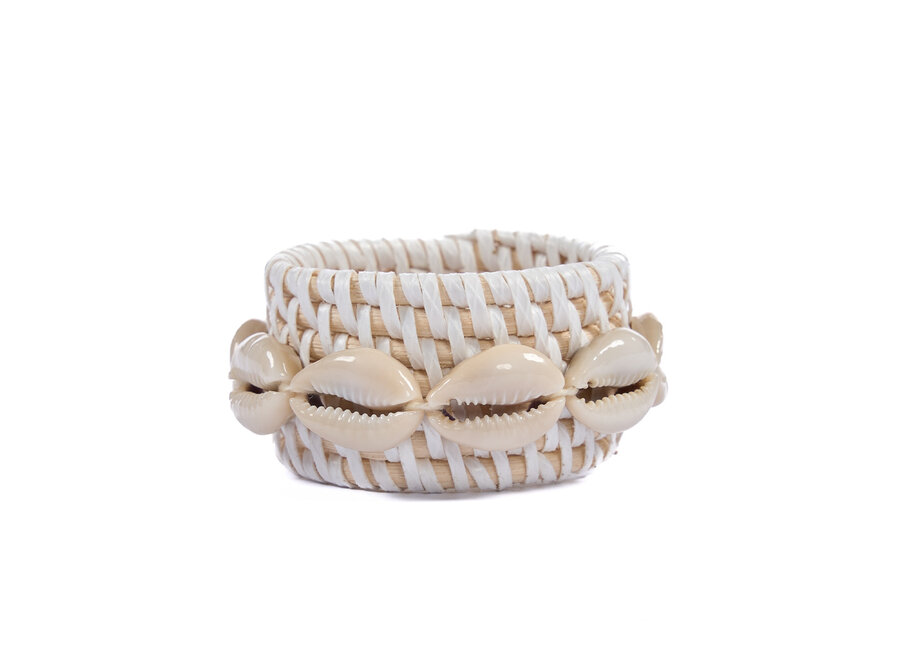 De Rattan Shell Servetring - Wit