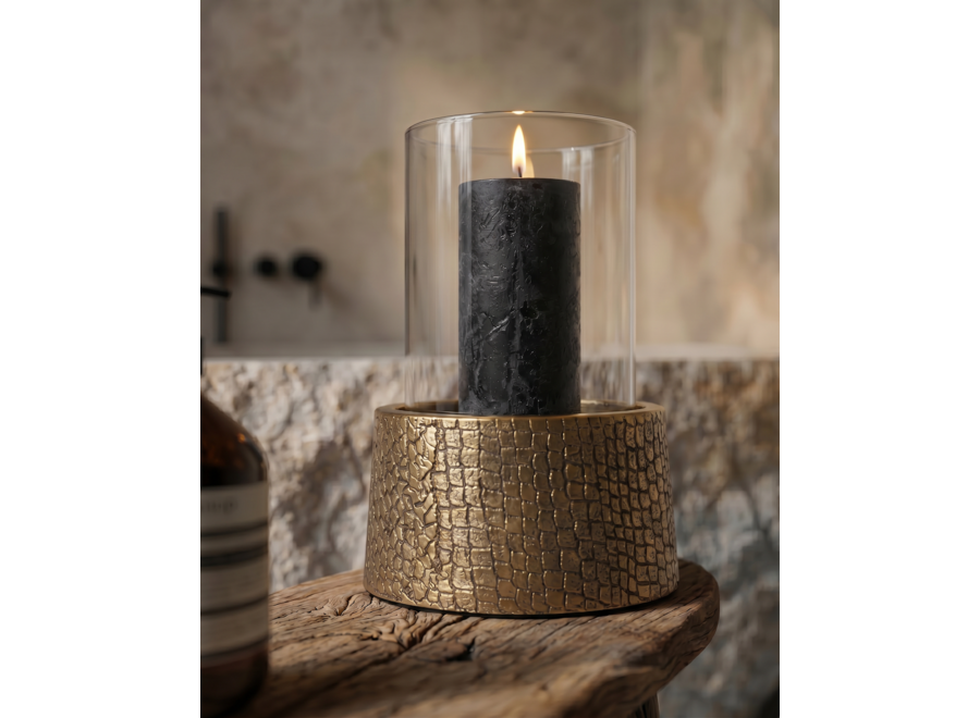 Der Croco Kerzenhalter Mit Glas - Messing - L