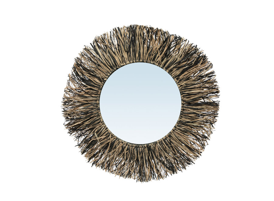 Le Raffia Fringe Miroir - Noir Naturel - M