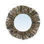 Il Raffia Fringe Specchio - Nero Naturale - M