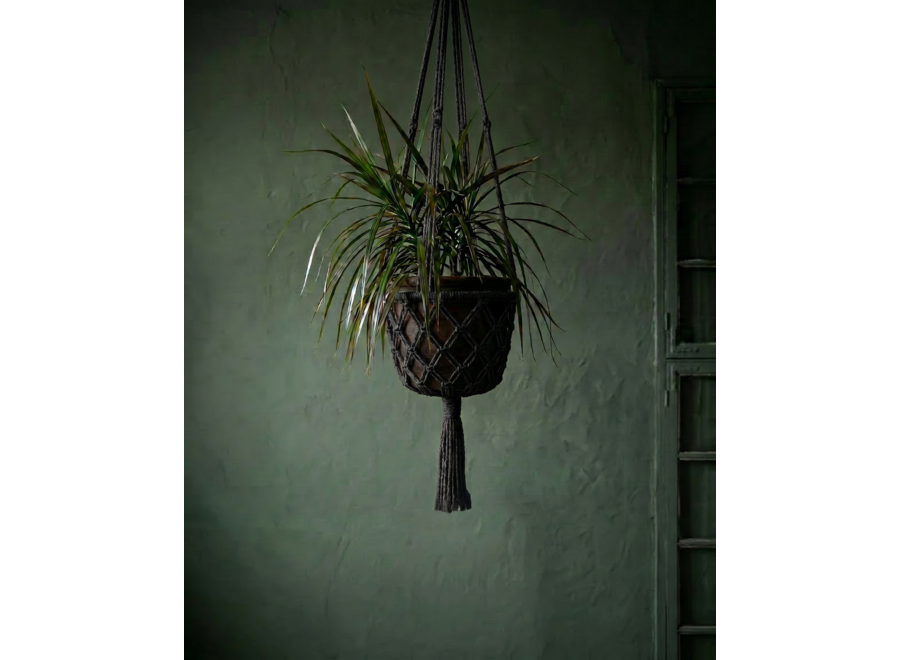 The Macrame Plant Holder - Black - L