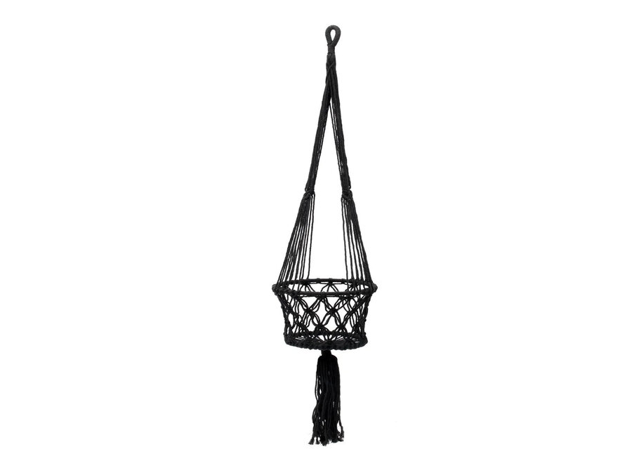 El Portaplantas De Macramé - Negro - L