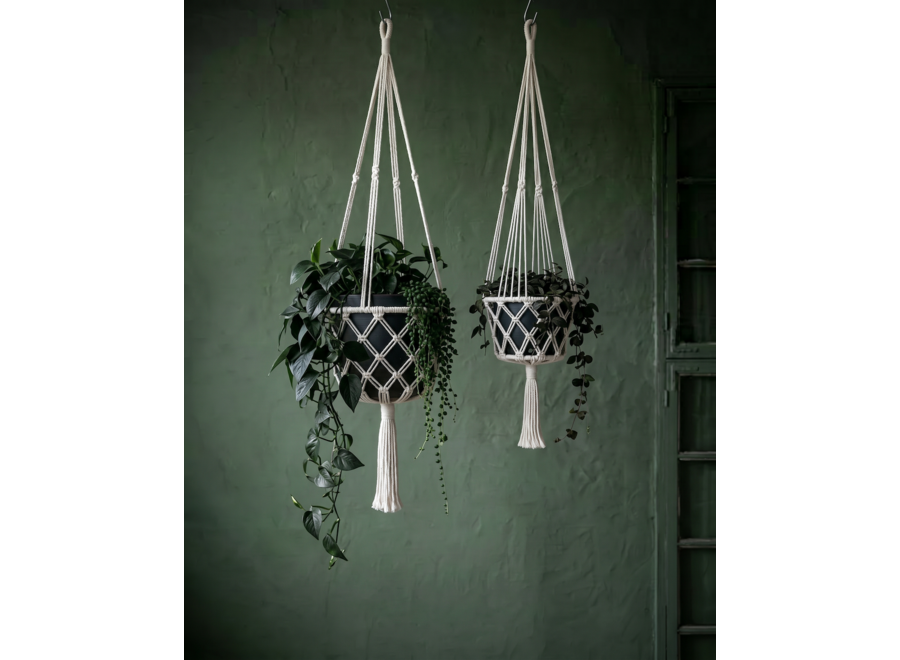 Porta Piante In Macramé - Bianco - M