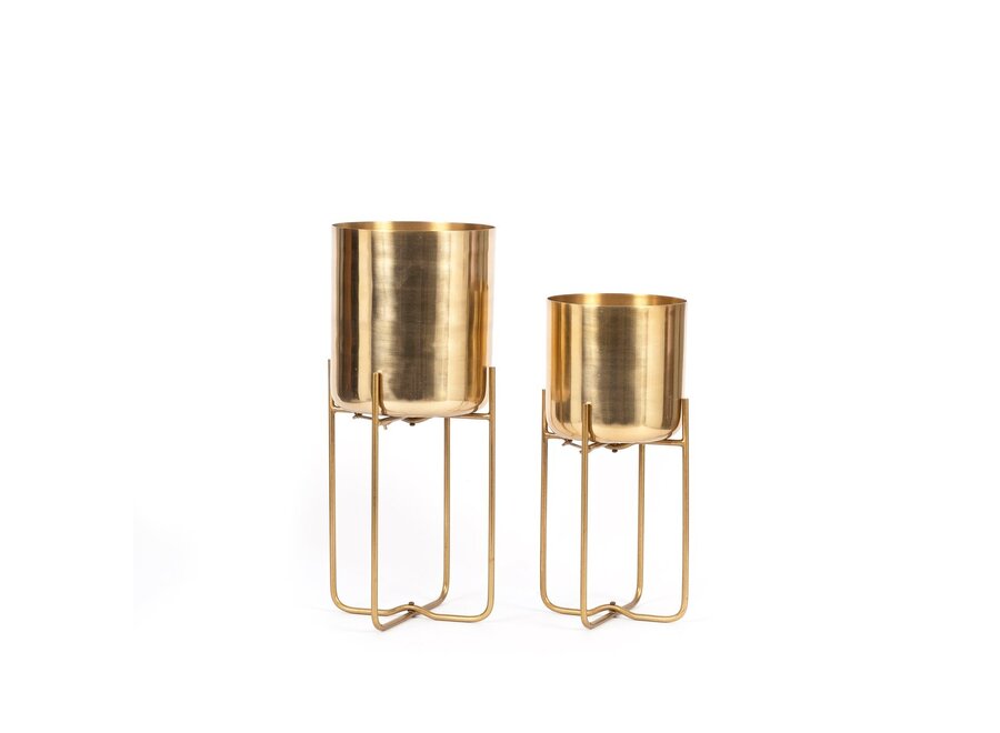 The Brass Planter on Stand - Brass - M