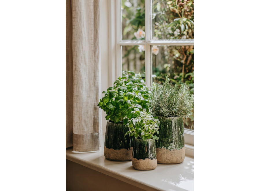De Moss Kegel Bloempot - Beton Groen - S