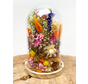 Fleurs sèches dans une cloche en verre ''medium''. - ⌀14xH21cm