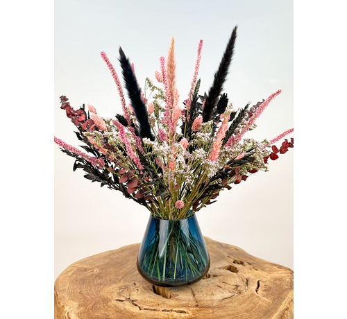 Ramo de flores secas "Noche de Lujo" (Pequeño) - incluye jarrón azul | 35cm