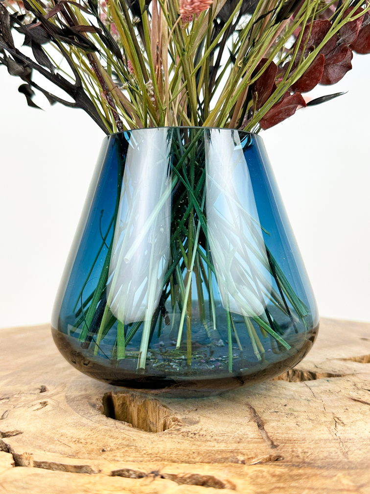 Ramo de flores secas "Noche de Lujo" (Pequeño) - incluye jarrón azul | 35cm