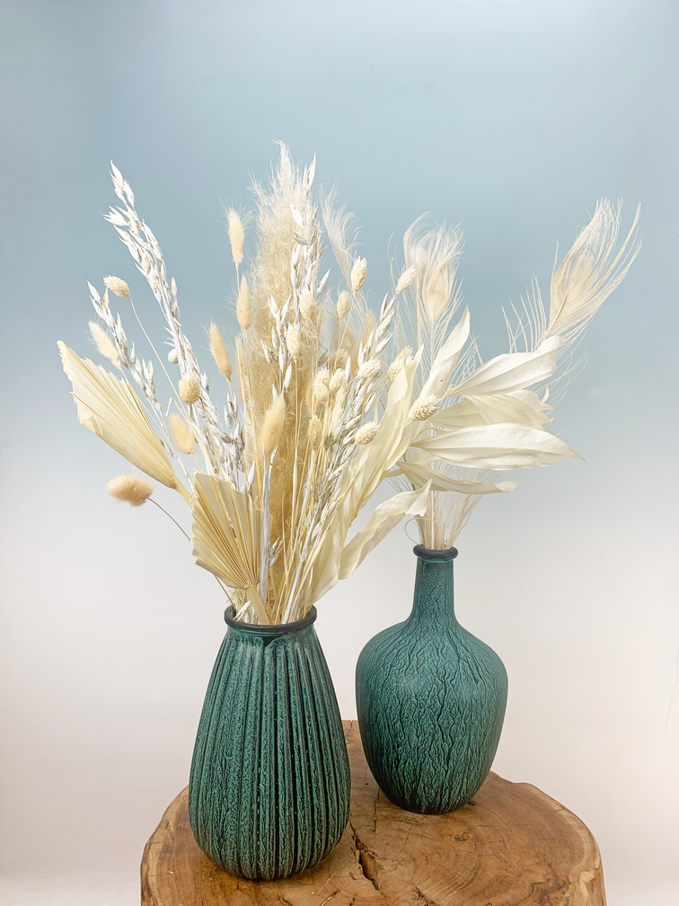 Bouquet de fleurs sèches "Dragon Blues" | 55cm - vase inclus