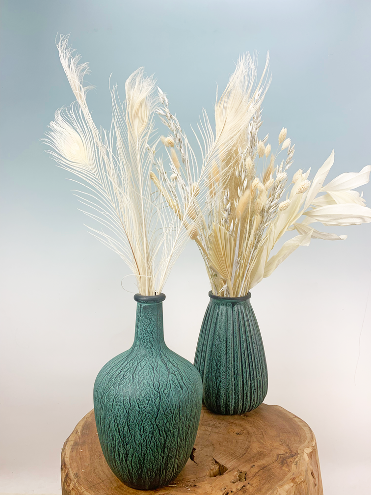 Bouquet de fleurs sèches "Dragon Blues" | 55cm - vase inclus