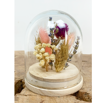 Esaurito - Mini vaso a campana con fiori secchi "Pink" | 8x10cm