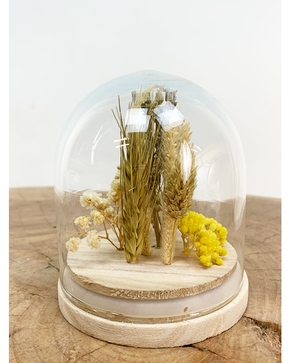 Mini-cône avec fleurs séchées "Jaune" | 8x10cm