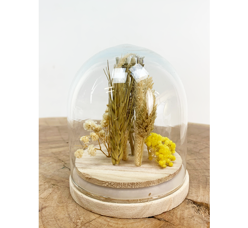 Mini-cône avec fleurs séchées "Jaune" | 8x10cm