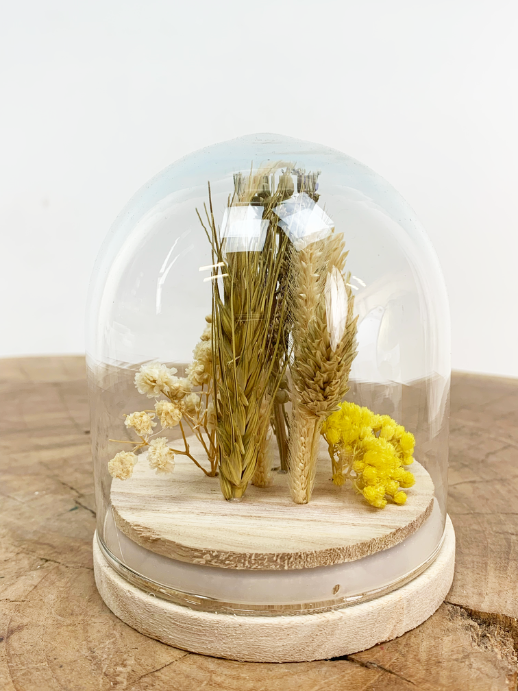 Mini-cône avec fleurs séchées "Jaune" | 8x10cm