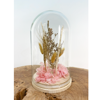 Grande cloche en verre avec fleurs séchées "Pink" | 12x21cm