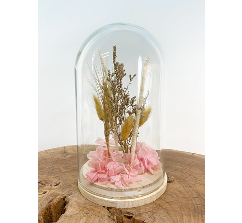 Grande cloche en verre avec fleurs séchées "Pink" | 12x21cm