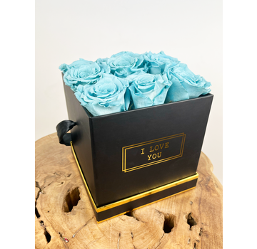 Caja de lujo para rosas de larga duración - 9 rosas (varios colores)