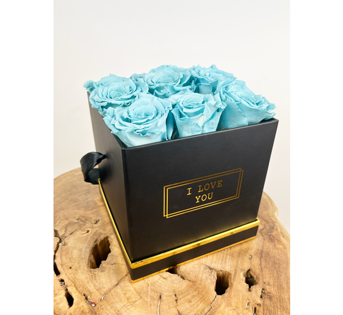 Caja de lujo para rosas de larga duración - 9 rosas (varios colores)