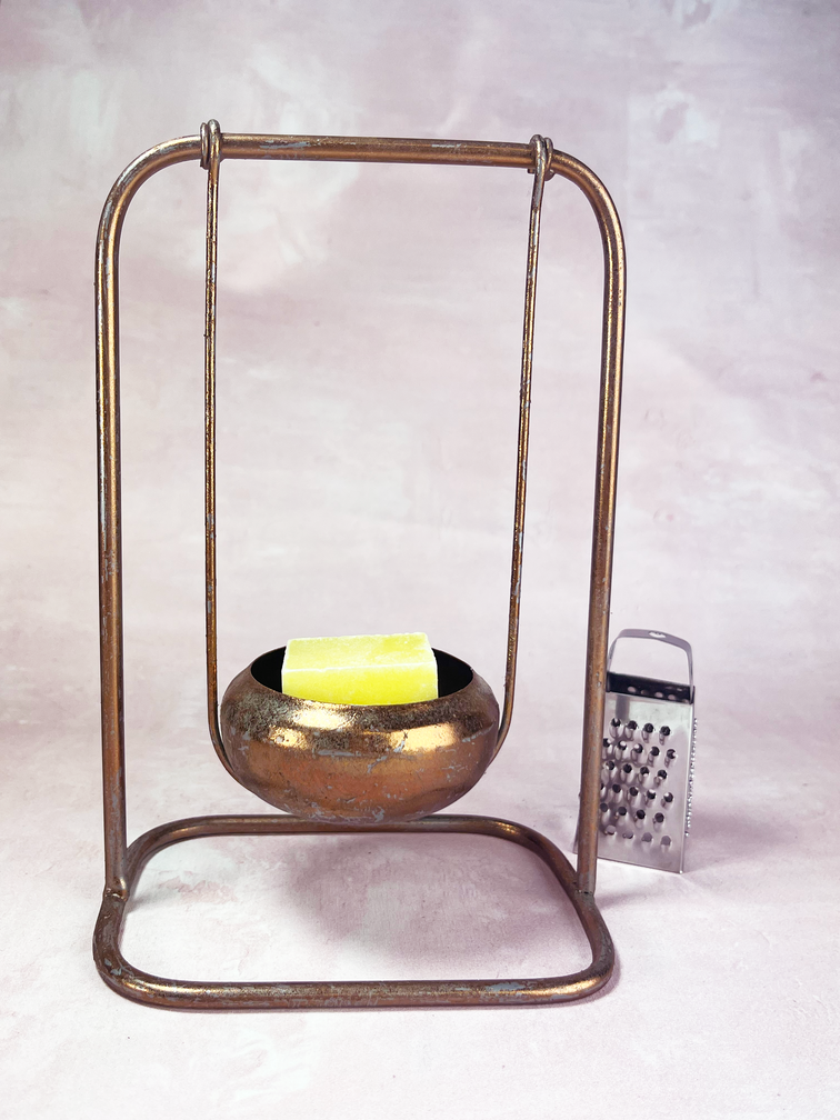 Soporte bloque ámbar bronce | 14,5 x 10 x 22,5cm