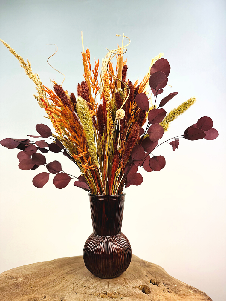 Bouquet di fiori secchi "Rustic Wonder" | 50 cm - vaso marrone incluso