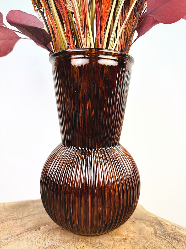 Bukiet suchych kwiatów "Rustic Wonder" | 50cm - brązowy wazon w zestawie