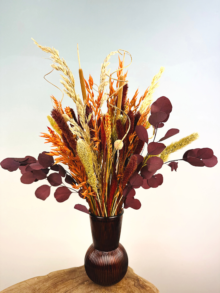 Bouquet di fiori secchi "Rustic Wonder" | 50 cm - vaso marrone incluso