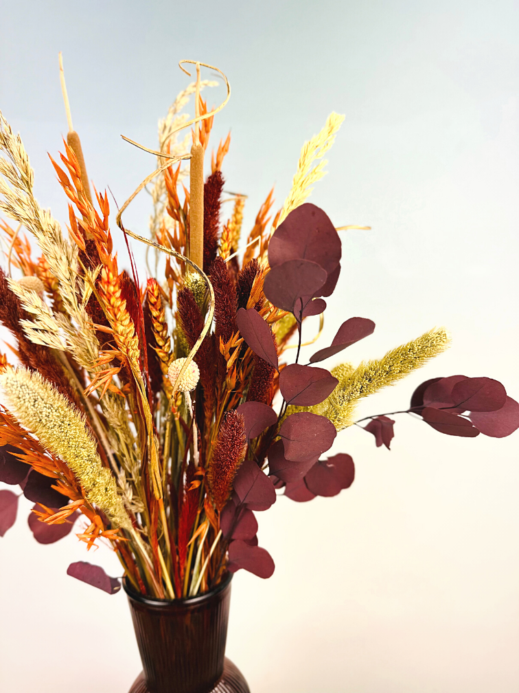 Dry flower bouquet "Rustic Wonder" | 50cm - brown vase included