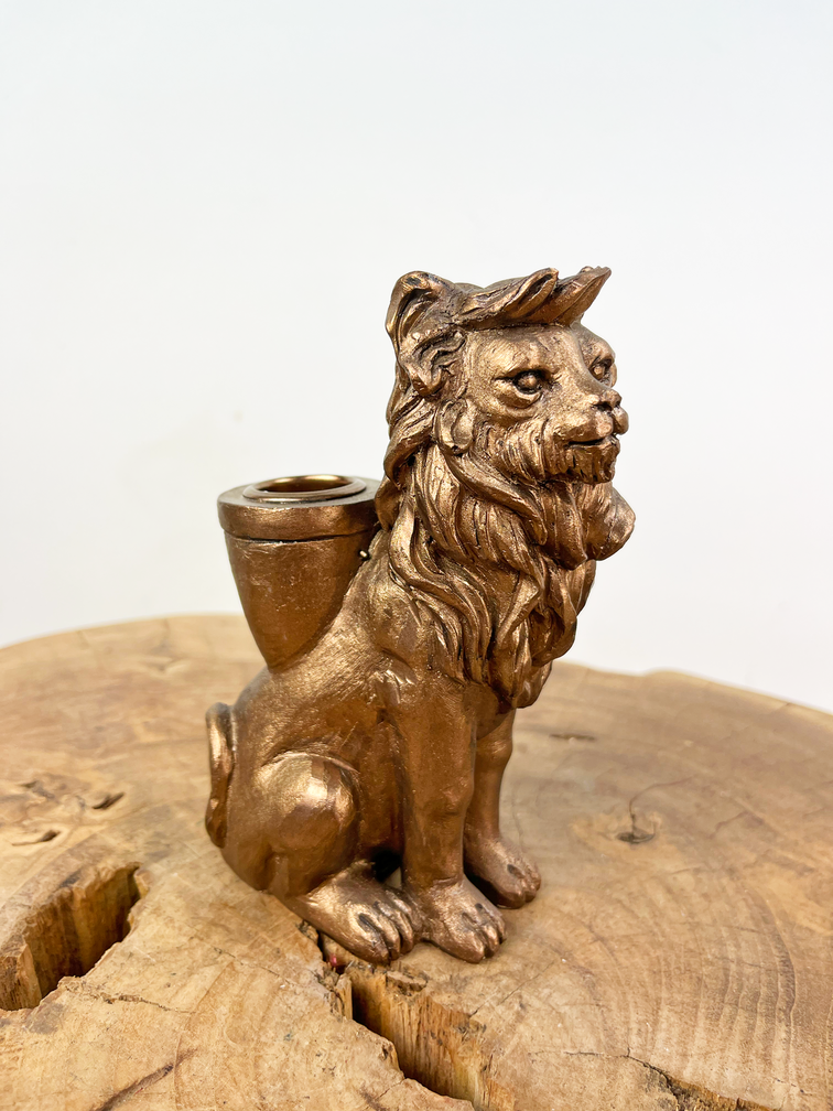 Lew z brązu (kandelabr) | 15cm