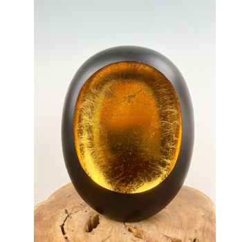 Marrakesch T-light schwarz/goldenes Ei Large | 26x11x33cm