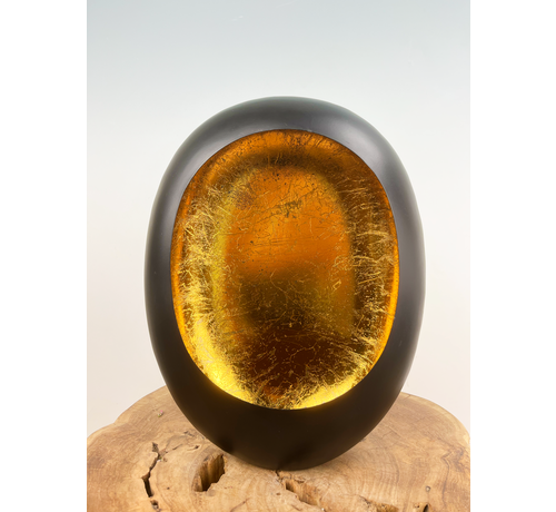 Marrakesch T-light schwarz/goldenes Ei Large | 26x11x33cm