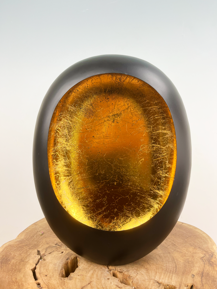 Marrakesch T-light schwarz/goldenes Ei Large | 26x11x33cm