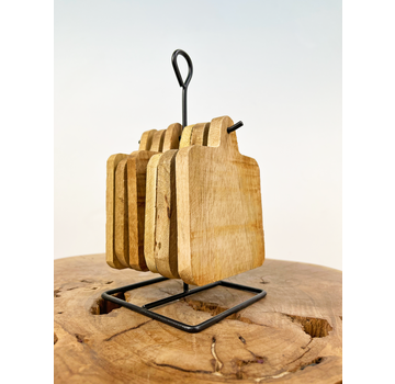 Mango wood coaster 6 pieces i.c.m. stand | 11x22cm