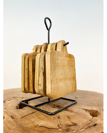 Sottobicchiere in legno di mango 6 pezzi i.c.m. stand | 11x22cm