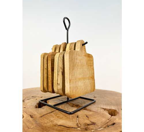Sottobicchiere in legno di mango 6 pezzi i.c.m. stand | 11x22cm