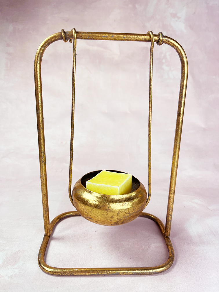 Hållare för bärnstensblock guld | 14,5 x 10 x 22,5 cm