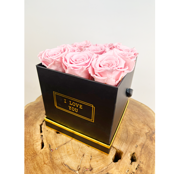 Caja de lujo para rosas de larga duración - 9 rosas 'rosa