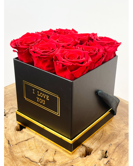 Scatola di rose di lusso Longlife - 9 rose rosse