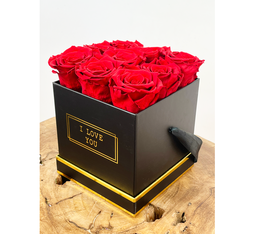 Scatola di rose di lusso Longlife - 9 rose rosse